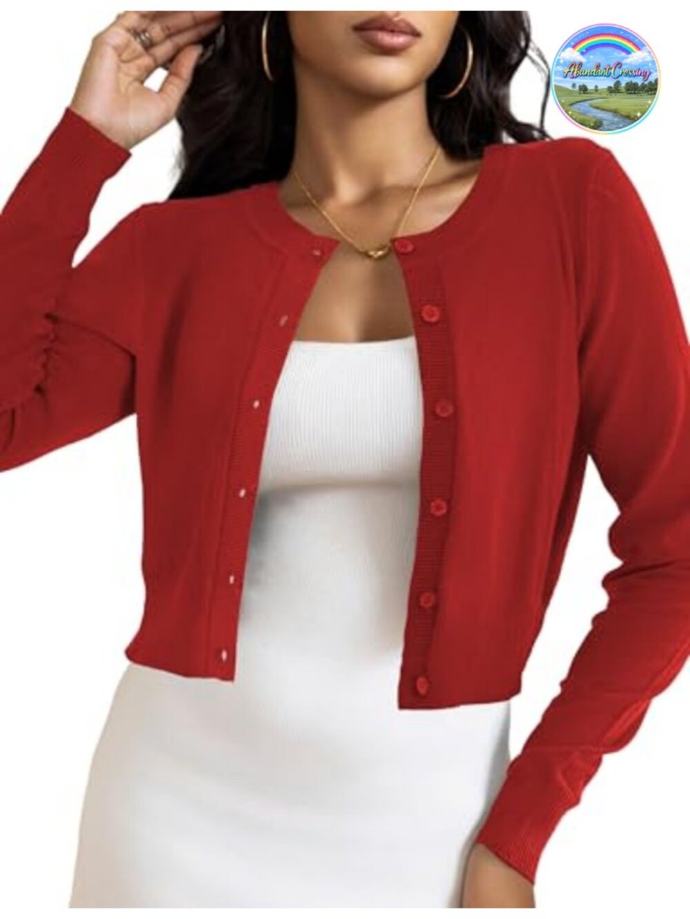 Womens Cropped Button Down Cardigan Bolero Shrug Long Sleeve